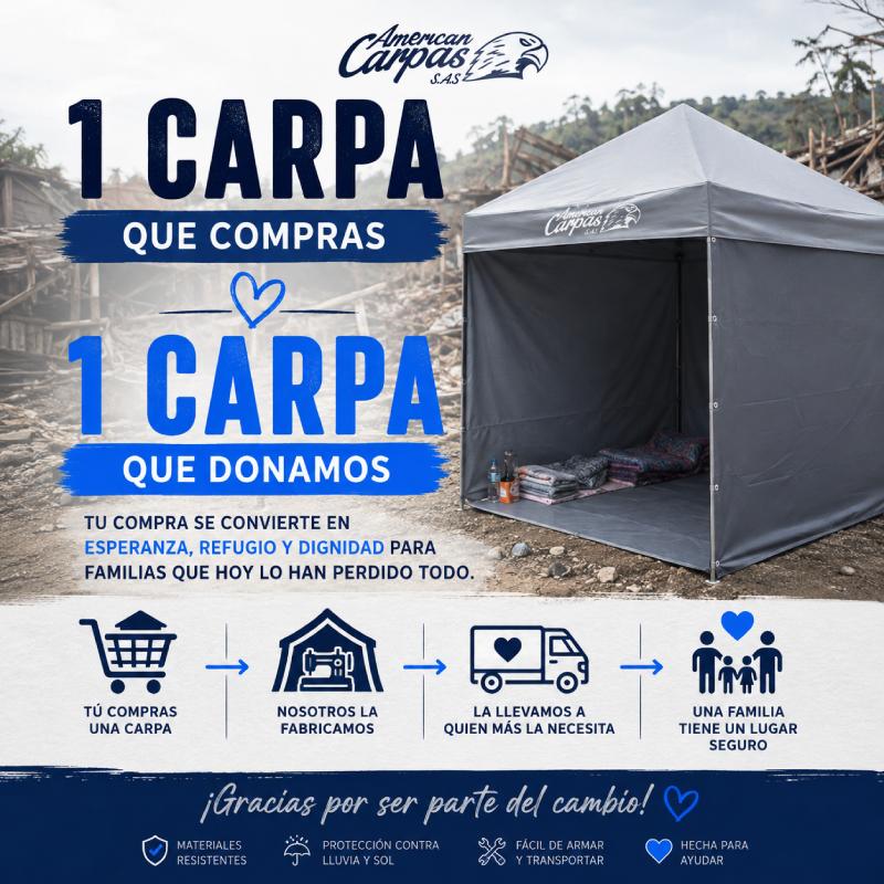 Donación de carpas refugio para las familias damnificadas por el terremoto en Colombia